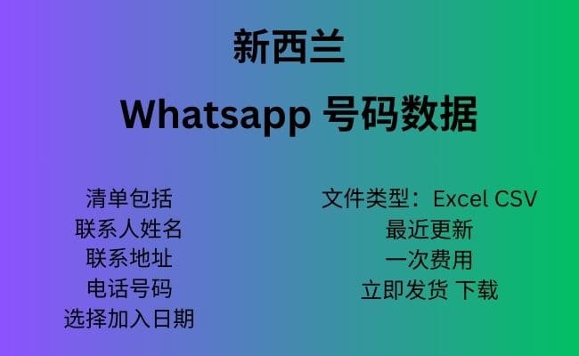 新西兰 Whatsapp 数据